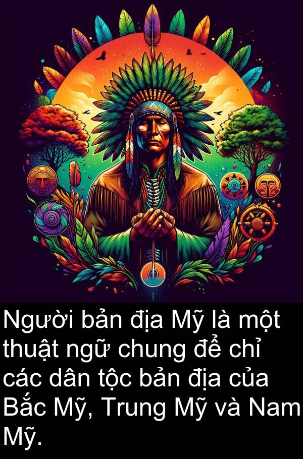 chung: Người bản địa Mỹ là một thuật ngữ chung để chỉ các dân tộc bản địa của Bắc Mỹ, Trung Mỹ và Nam Mỹ.