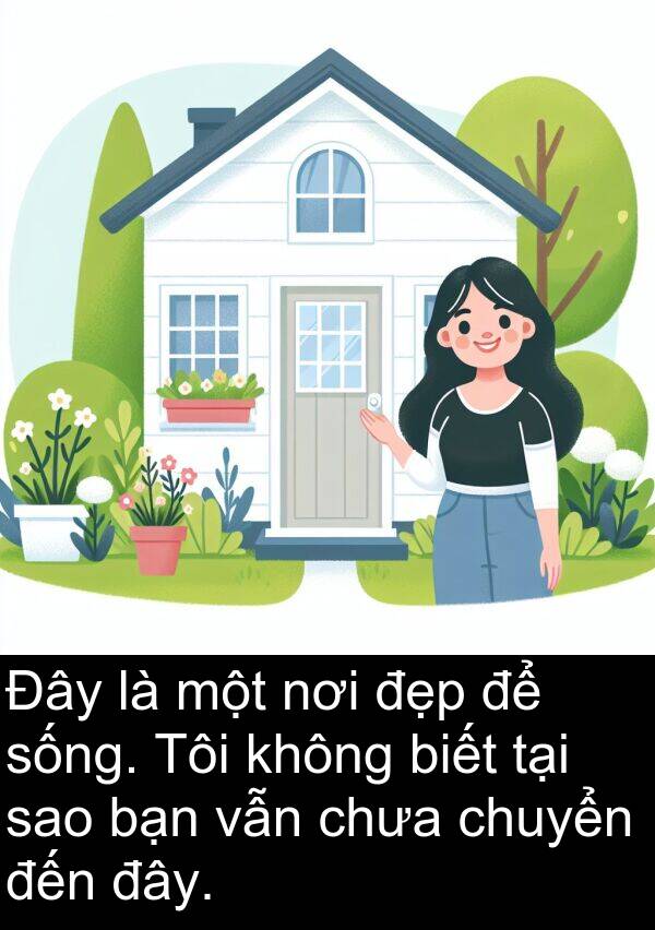 đây: Đây là một nơi đẹp để sống. Tôi không biết tại sao bạn vẫn chưa chuyển đến đây.