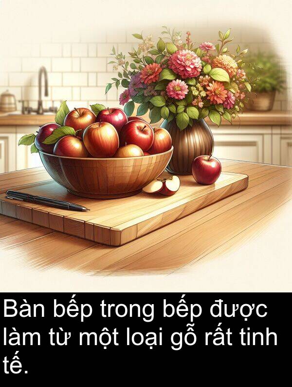 loại: Bàn bếp trong bếp được làm từ một loại gỗ rất tinh tế.
