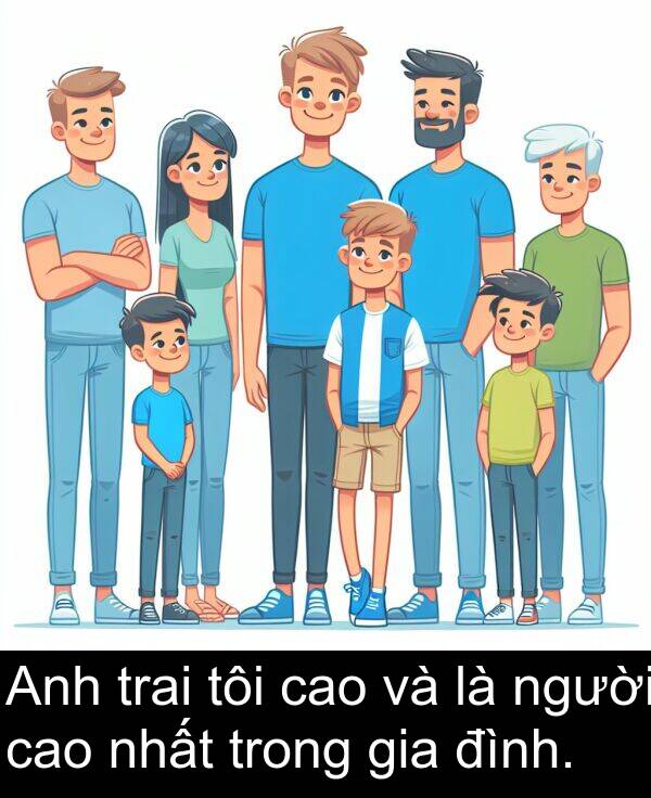 trai: Anh trai tôi cao và là người cao nhất trong gia đình.