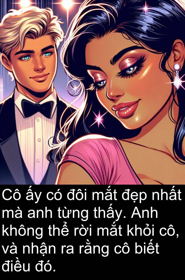 rời: Cô ấy có đôi mắt đẹp nhất mà anh từng thấy. Anh không thể rời mắt khỏi cô, và nhận ra rằng cô biết điều đó.