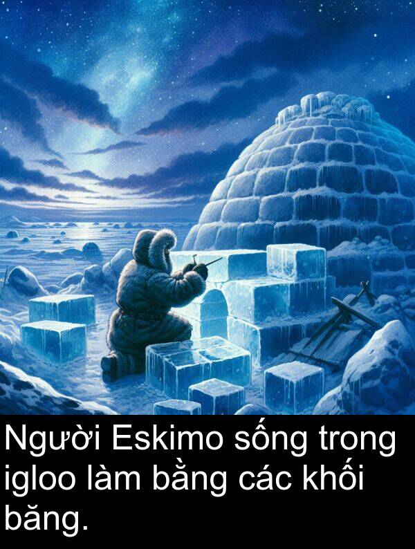 sống: Người Eskimo sống trong igloo làm bằng các khối băng.
