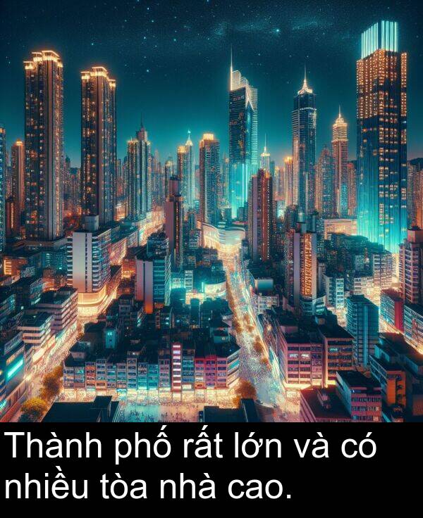 nhiều: Thành phố rất lớn và có nhiều tòa nhà cao.