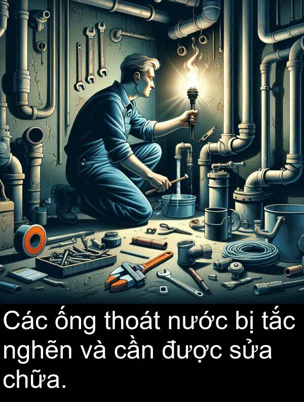 thoát: Các ống thoát nước bị tắc nghẽn và cần được sửa chữa.