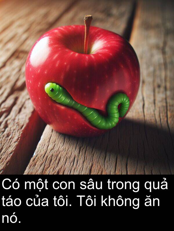táo: Có một con sâu trong quả táo của tôi. Tôi không ăn nó.