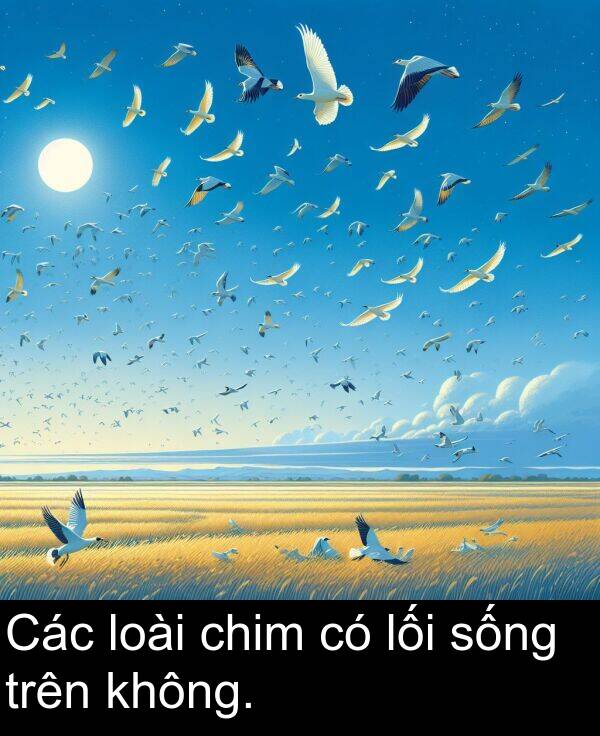 sống: Các loài chim có lối sống trên không.