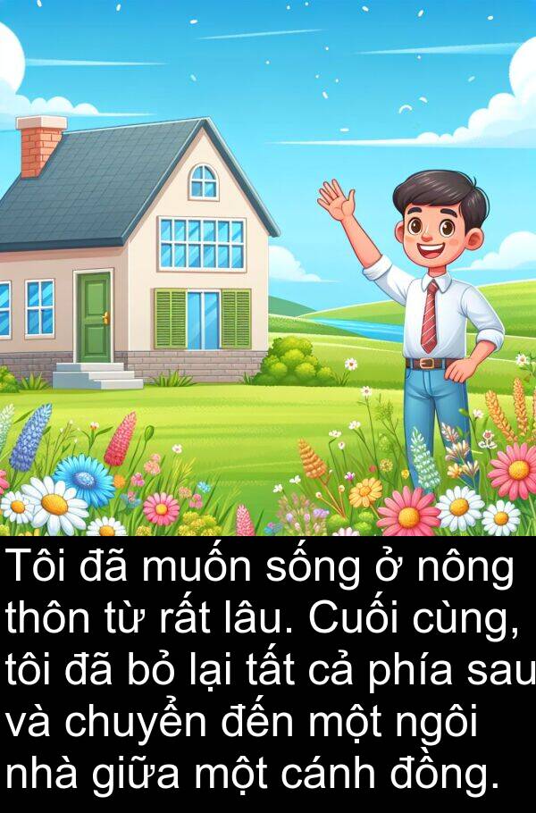 lâu: Tôi đã muốn sống ở nông thôn từ rất lâu. Cuối cùng, tôi đã bỏ lại tất cả phía sau và chuyển đến một ngôi nhà giữa một cánh đồng.