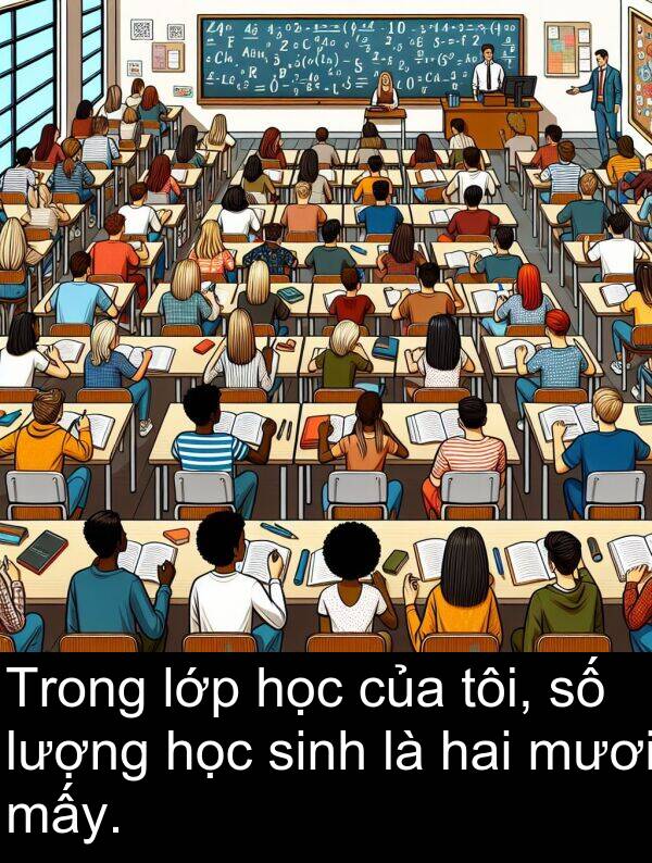 lớp: Trong lớp học của tôi, số lượng học sinh là hai mươi mấy.