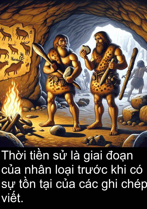 ghi: Thời tiền sử là giai đoạn của nhân loại trước khi có sự tồn tại của các ghi chép viết.