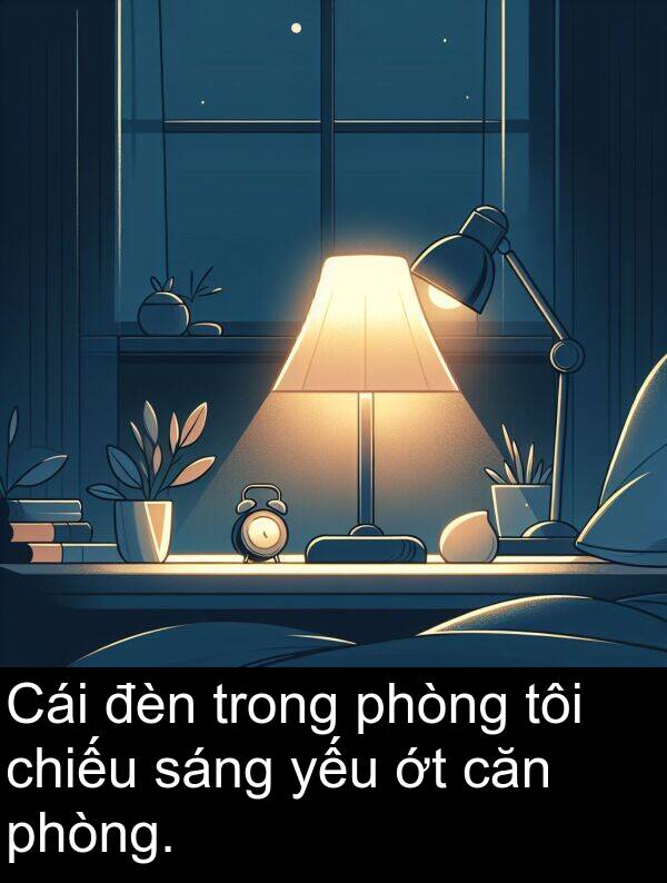 căn: Cái đèn trong phòng tôi chiếu sáng yếu ớt căn phòng.