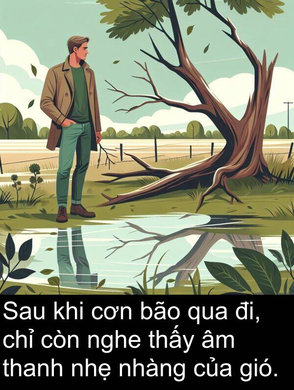đi: Sau khi cơn bão qua đi, chỉ còn nghe thấy âm thanh nhẹ nhàng của gió.