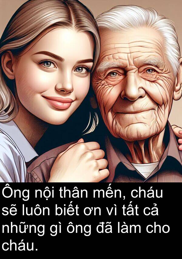 cháu: Ông nội thân mến, cháu sẽ luôn biết ơn vì tất cả những gì ông đã làm cho cháu.