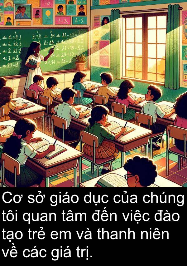 giá: Cơ sở giáo dục của chúng tôi quan tâm đến việc đào tạo trẻ em và thanh niên về các giá trị.