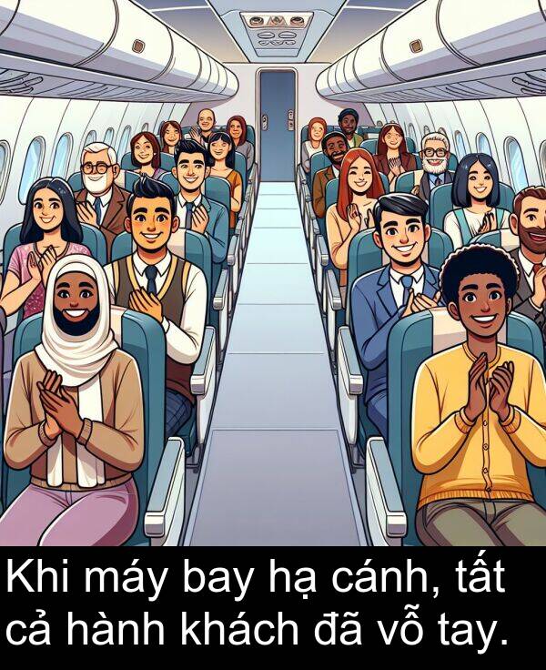 hành: Khi máy bay hạ cánh, tất cả hành khách đã vỗ tay.