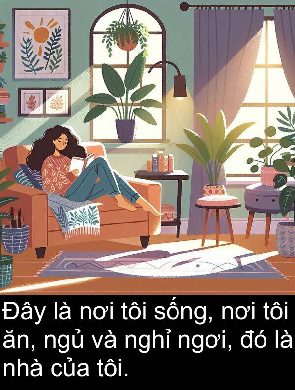 ngơi: Đây là nơi tôi sống, nơi tôi ăn, ngủ và nghỉ ngơi, đó là nhà của tôi.