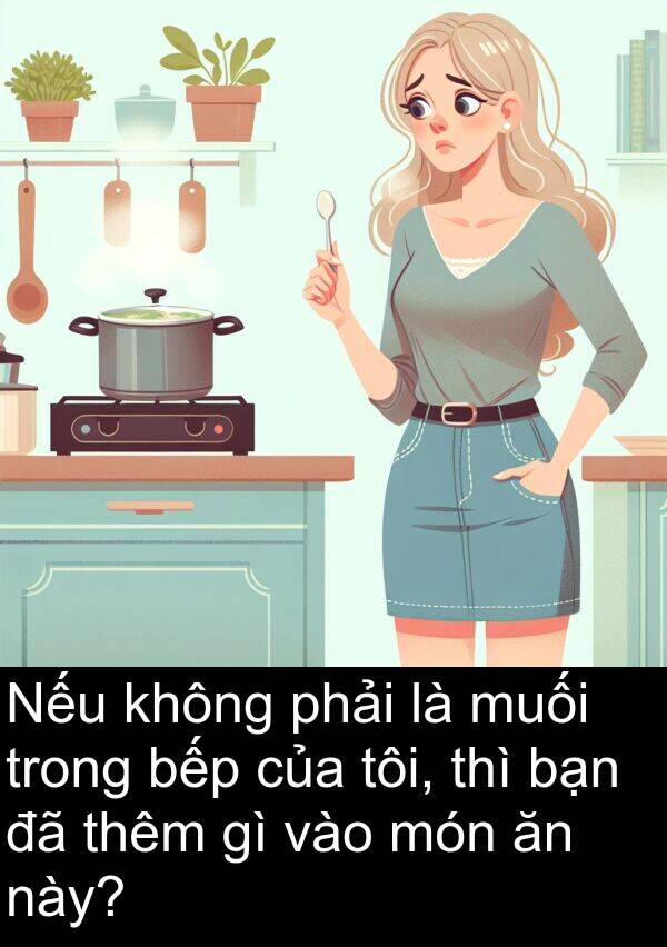 bếp: Nếu không phải là muối trong bếp của tôi, thì bạn đã thêm gì vào món ăn này?