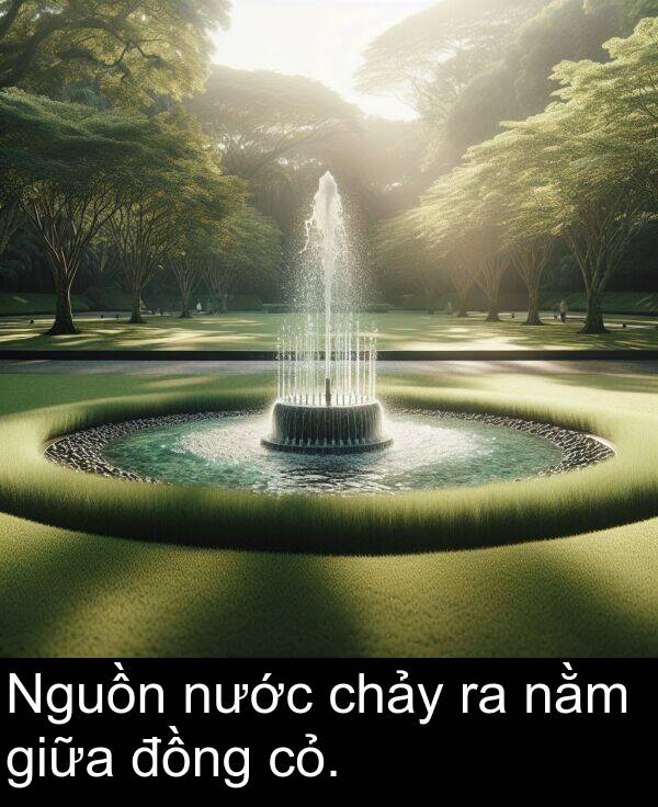 giữa: Nguồn nước chảy ra nằm giữa đồng cỏ.