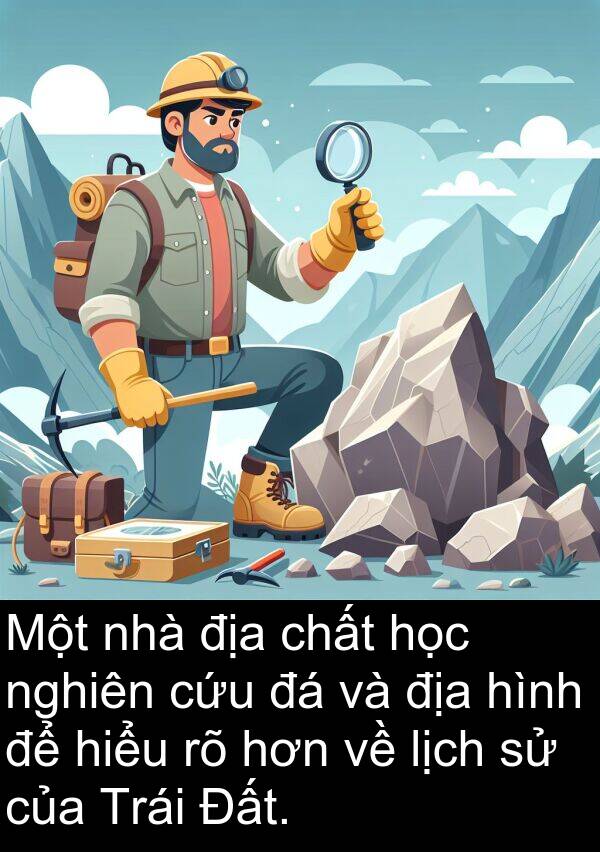 địa: Một nhà địa chất học nghiên cứu đá và địa hình để hiểu rõ hơn về lịch sử của Trái Đất.