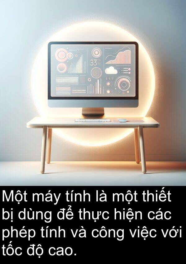 phép: Một máy tính là một thiết bị dùng để thực hiện các phép tính và công việc với tốc độ cao.
