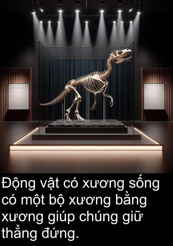 đứng: Động vật có xương sống có một bộ xương bằng xương giúp chúng giữ thẳng đứng.