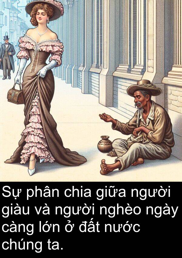 càng: Sự phân chia giữa người giàu và người nghèo ngày càng lớn ở đất nước chúng ta.