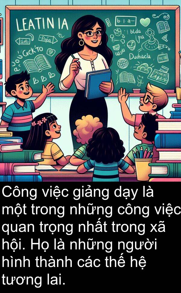 giảng: Công việc giảng dạy là một trong những công việc quan trọng nhất trong xã hội. Họ là những người hình thành các thế hệ tương lai.