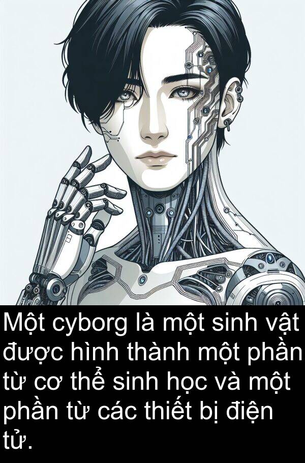 điện: Một cyborg là một sinh vật được hình thành một phần từ cơ thể sinh học và một phần từ các thiết bị điện tử.