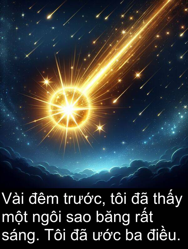 băng: Vài đêm trước, tôi đã thấy một ngôi sao băng rất sáng. Tôi đã ước ba điều.