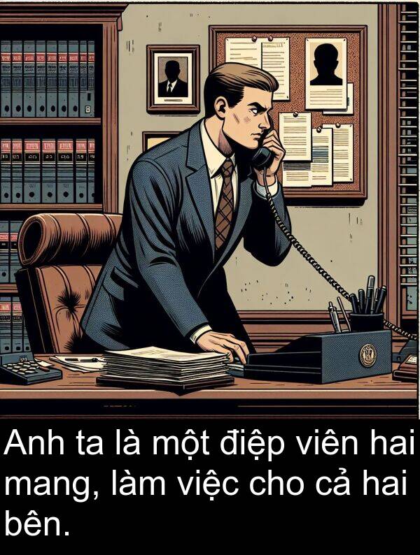 điệp: Anh ta là một điệp viên hai mang, làm việc cho cả hai bên.