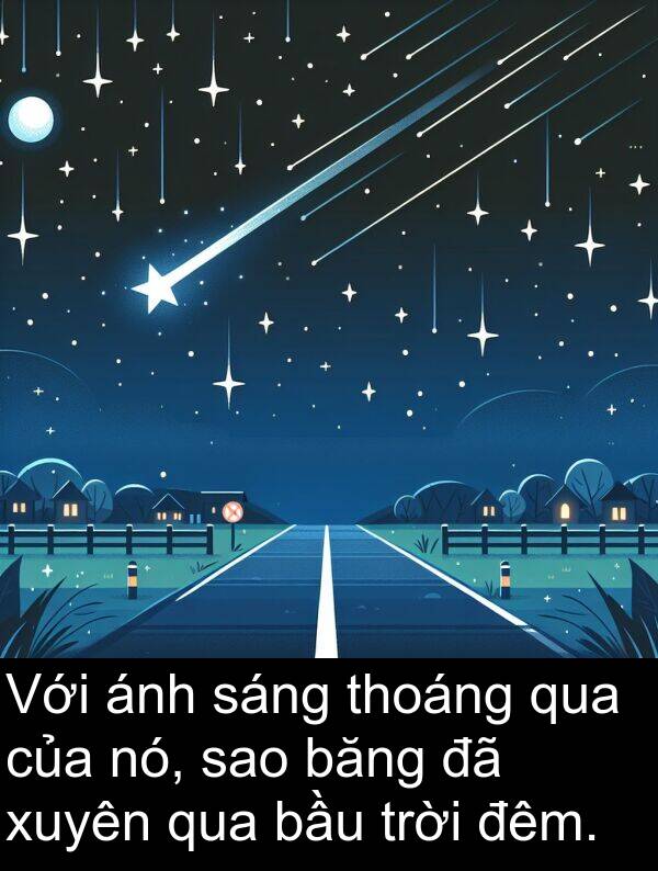đêm: Với ánh sáng thoáng qua của nó, sao băng đã xuyên qua bầu trời đêm.