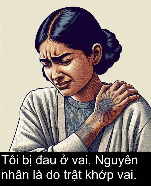 vai: Tôi bị đau ở vai. Nguyên nhân là do trật khớp vai.