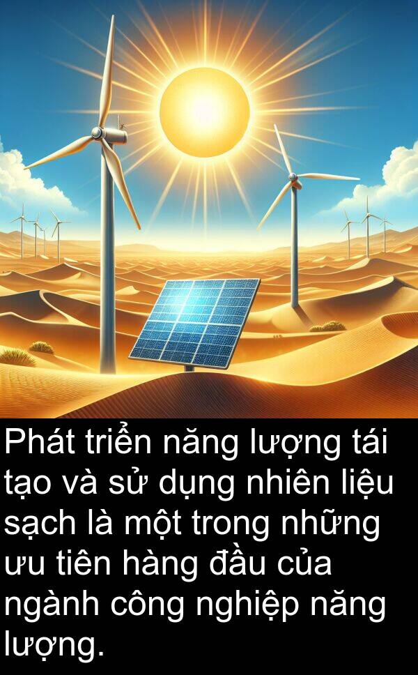 tái: Phát triển năng lượng tái tạo và sử dụng nhiên liệu sạch là một trong những ưu tiên hàng đầu của ngành công nghiệp năng lượng.