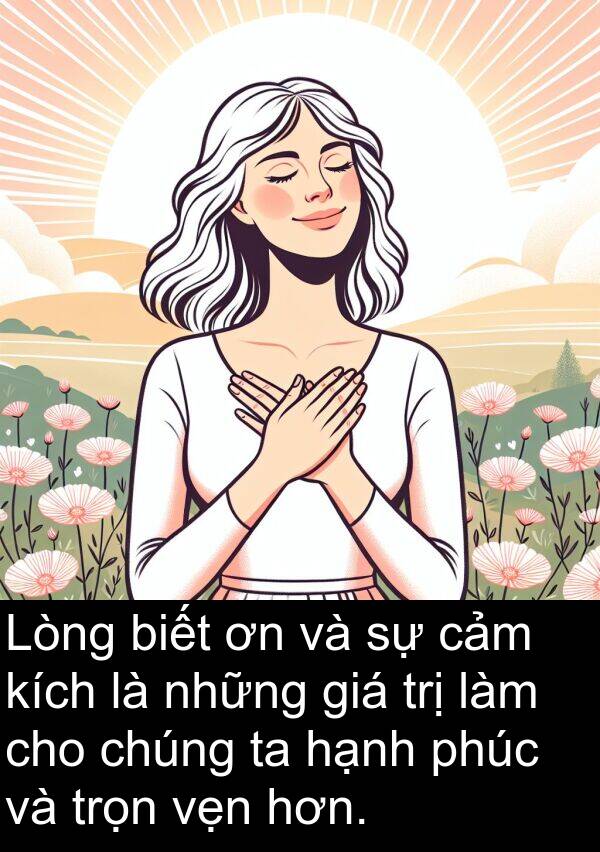 trọn: Lòng biết ơn và sự cảm kích là những giá trị làm cho chúng ta hạnh phúc và trọn vẹn hơn.