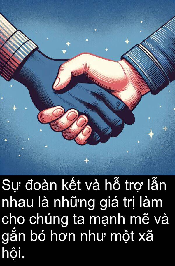 trợ: Sự đoàn kết và hỗ trợ lẫn nhau là những giá trị làm cho chúng ta mạnh mẽ và gắn bó hơn như một xã hội.