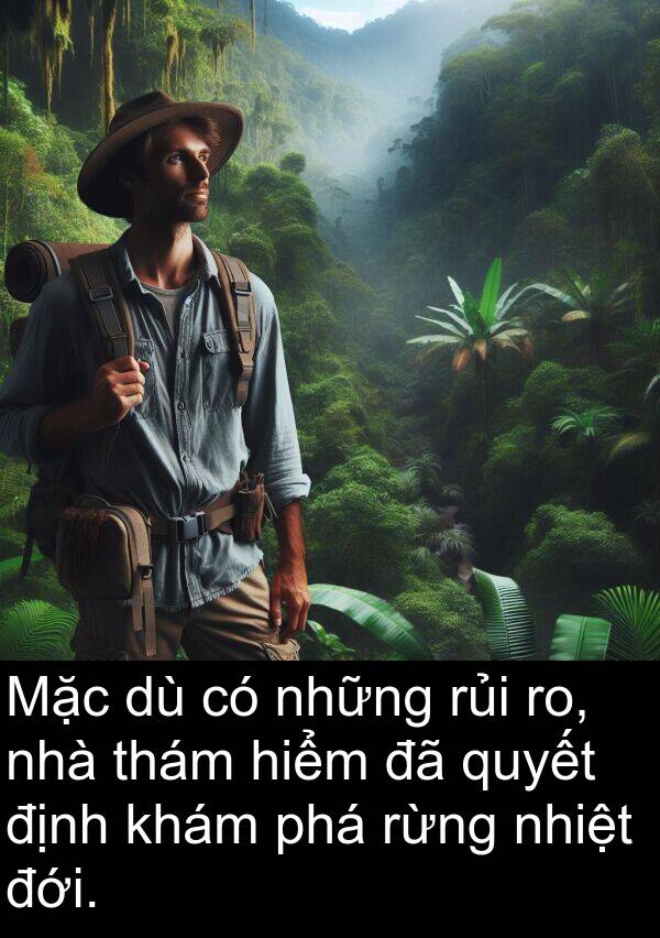 ro: Mặc dù có những rủi ro, nhà thám hiểm đã quyết định khám phá rừng nhiệt đới.