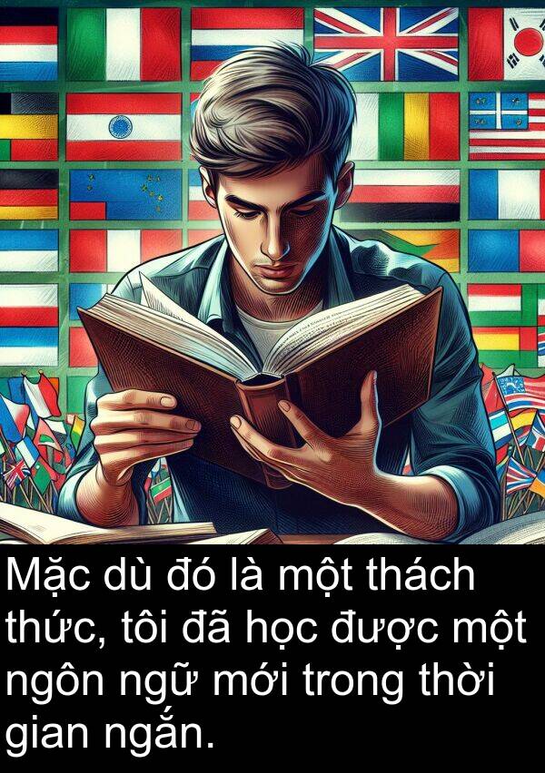 ngắn: Mặc dù đó là một thách thức, tôi đã học được một ngôn ngữ mới trong thời gian ngắn.