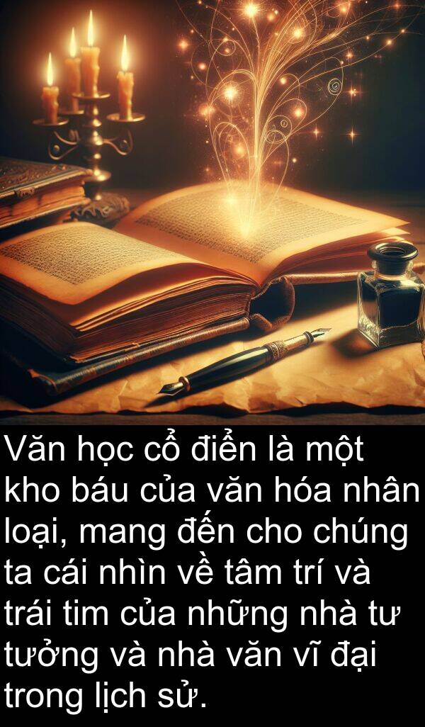 điển: Văn học cổ điển là một kho báu của văn hóa nhân loại, mang đến cho chúng ta cái nhìn về tâm trí và trái tim của những nhà tư tưởng và nhà văn vĩ đại trong lịch sử.