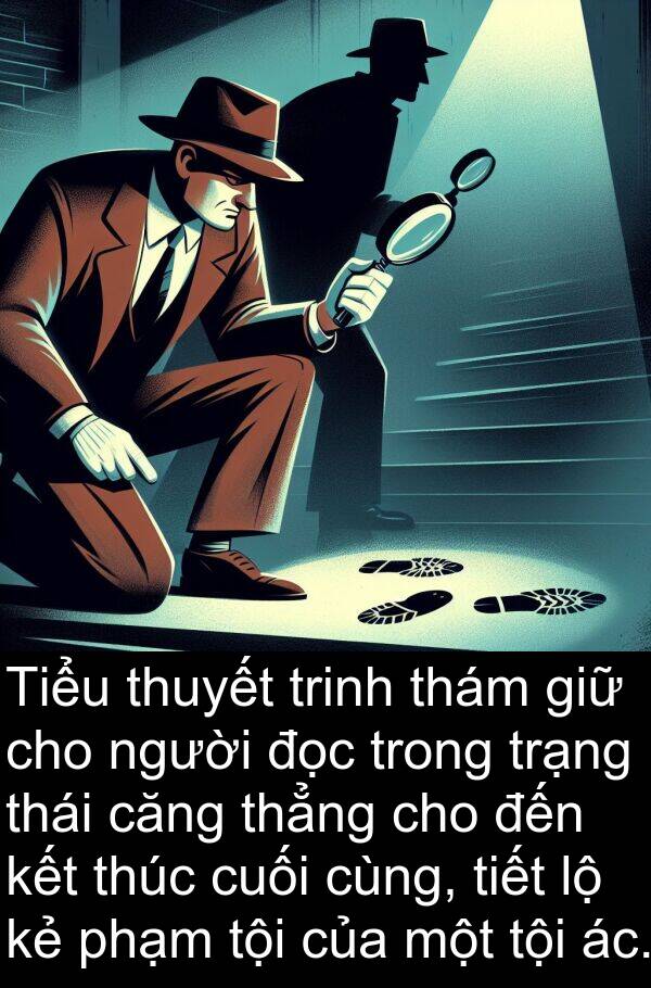 thúc: Tiểu thuyết trinh thám giữ cho người đọc trong trạng thái căng thẳng cho đến kết thúc cuối cùng, tiết lộ kẻ phạm tội của một tội ác.