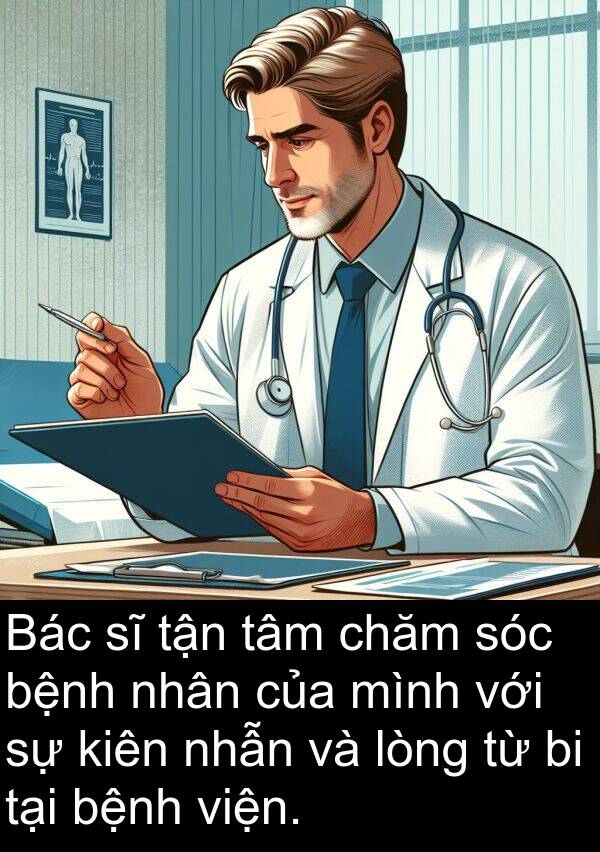 viện: Bác sĩ tận tâm chăm sóc bệnh nhân của mình với sự kiên nhẫn và lòng từ bi tại bệnh viện.