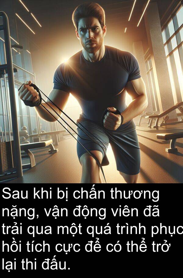 chấn: Sau khi bị chấn thương nặng, vận động viên đã trải qua một quá trình phục hồi tích cực để có thể trở lại thi đấu.