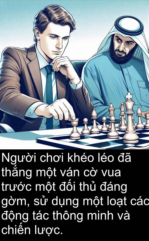 thủ: Người chơi khéo léo đã thắng một ván cờ vua trước một đối thủ đáng gờm, sử dụng một loạt các động tác thông minh và chiến lược.