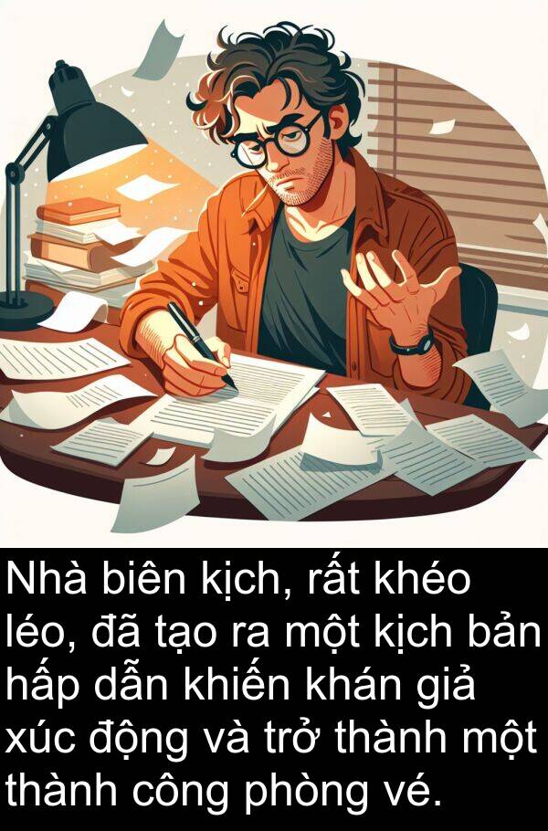 giả: Nhà biên kịch, rất khéo léo, đã tạo ra một kịch bản hấp dẫn khiến khán giả xúc động và trở thành một thành công phòng vé.