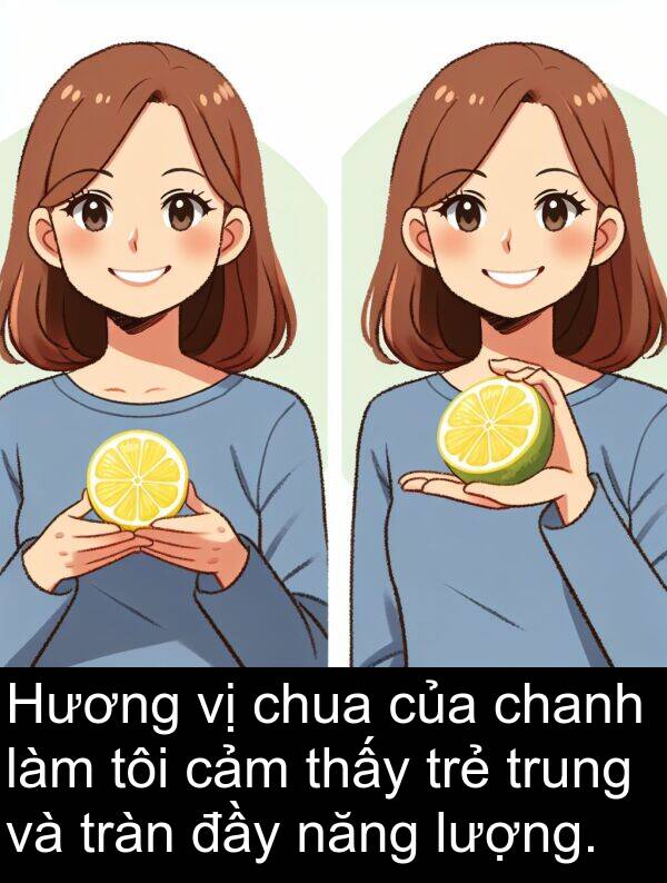 tràn: Hương vị chua của chanh làm tôi cảm thấy trẻ trung và tràn đầy năng lượng.