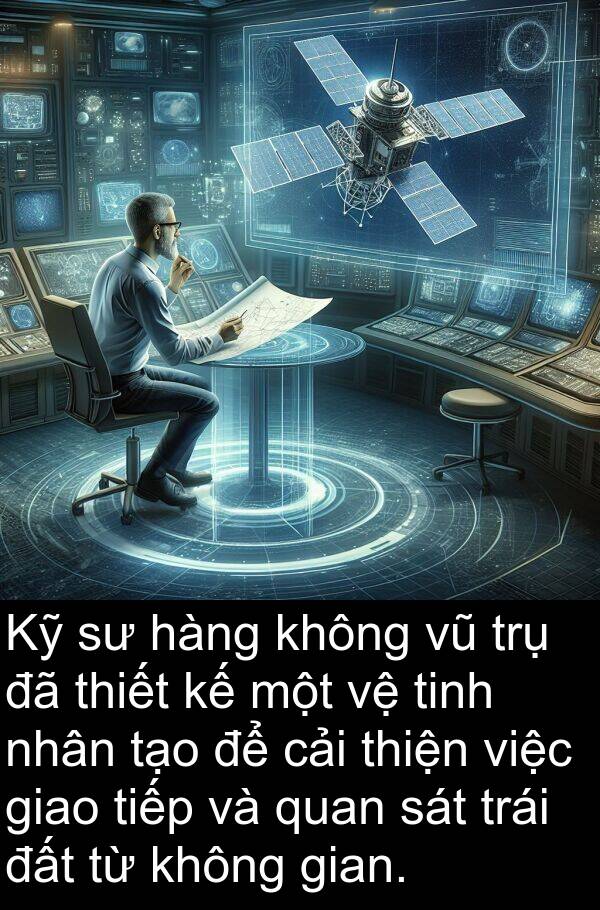 cải: Kỹ sư hàng không vũ trụ đã thiết kế một vệ tinh nhân tạo để cải thiện việc giao tiếp và quan sát trái đất từ không gian.