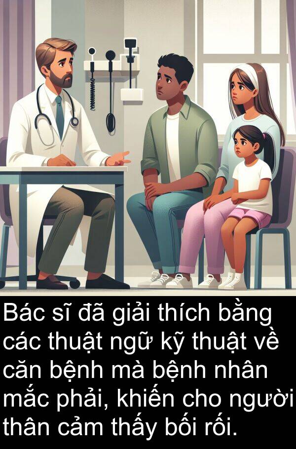 bối: Bác sĩ đã giải thích bằng các thuật ngữ kỹ thuật về căn bệnh mà bệnh nhân mắc phải, khiến cho người thân cảm thấy bối rối.