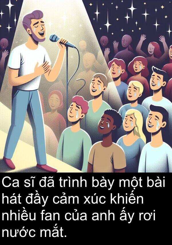 bày: Ca sĩ đã trình bày một bài hát đầy cảm xúc khiến nhiều fan của anh ấy rơi nước mắt.