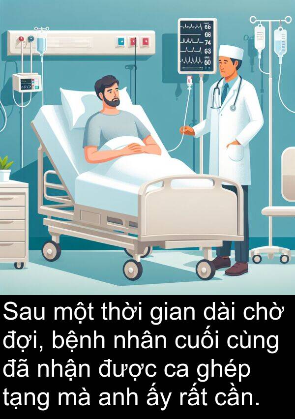 ghép: Sau một thời gian dài chờ đợi, bệnh nhân cuối cùng đã nhận được ca ghép tạng mà anh ấy rất cần.