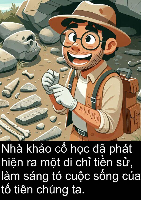 sử: Nhà khảo cổ học đã phát hiện ra một di chỉ tiền sử, làm sáng tỏ cuộc sống của tổ tiên chúng ta.