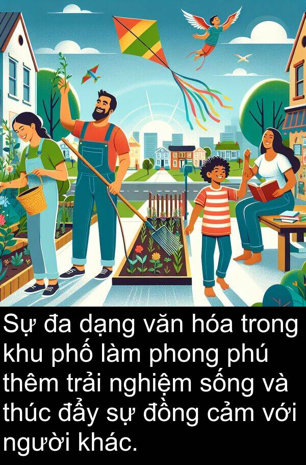 đẩy: Sự đa dạng văn hóa trong khu phố làm phong phú thêm trải nghiệm sống và thúc đẩy sự đồng cảm với người khác.