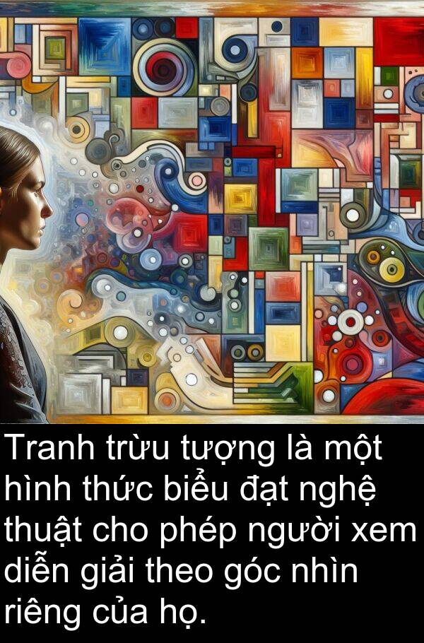góc: Tranh trừu tượng là một hình thức biểu đạt nghệ thuật cho phép người xem diễn giải theo góc nhìn riêng của họ.